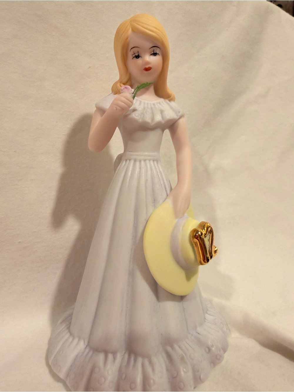 White Ruffle-Neck Kids Dress Figurine Print - White Dress
